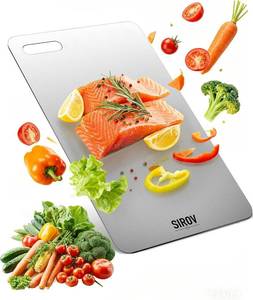 lot 396 image: Titanium Cutting Board,100% Pure Titanium Kitchen Cutting Board, Durable and Hygienic for Meat, Fruit & Vegetables (16L10W) - Retail $46