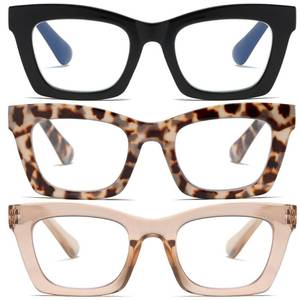 lot 398 image: FSRTEP Oprah Style Readers for Women - 3 Pack Stylis Style Reading Glasses with Blue Light Blocking and Spring Hinge HBK 2.25 - Retail $10