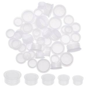 lot 407 image: GORGECRAFT 5 Size 50PCS Salt and Pepper Shaker Stoppers Plastic Salt Shaker Plug Stopper 18.519.521.522.528mm Replacement Plug Bottle Caps Reusable Clear Round End Cap for Bottles Pipes - Retail $7