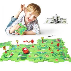 lot 422 image: New Plastic Puzzles for Kids Ages 3-5 with A Cute Vehicle, Toddler Puzzles Gift, Critical Thinking Educational Toys, Toys for 3 4 5 6 Year Old Boys Girls, Fun Race Car Track Montessori Toys for Kids - Retail $22