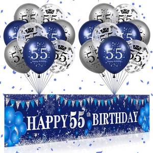 lot 457 image: BANNER ONLY Blue 55th Birthday Decorations for Men Women, Navy Blue Silver Happy 55th Birthday Yard Banner, Blue 55th Birthday  for 55th Birthday Anniversary Party Decorations Supplies - Retail $13