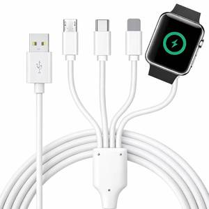 lot 461 image: TOP-UP 4 in 1 Watch & Phone Charger Cable �� Travel Essentials Multi Charging Cable for Apple Watch, iPhone, USB-C & Micro, Multi Device Charger Cord, 4FT - Retail $17