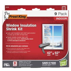lot 464 image: Frost King V739H Indoor Shrink Window Kit 42 62-Inch, Clear, 9-Pack - Retail $15