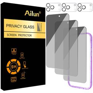lot 468 image: Ailun 3 Pack for iPhone 17 Pro Max Privacy Screen Protector 6.9 inch 3 Pack Camera Lens Protector with Installation Frame,Dynamic Island Compatible,Anti Spy Tempered Glass9H Hardness-HD - Retail $9