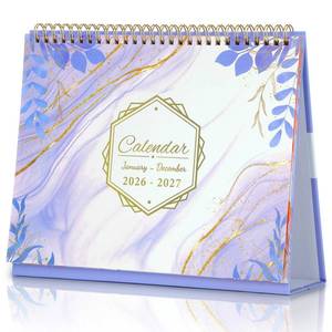 lot 469 image: ZEEYUAN Desk Calendar 2026-2027 Small Monthly Desktop Standing Up Flip Calendar From Jan. 2026 to Dec.2027, 24-month Cute Office Desk Calendars with Planner for School Home Table, 10x8.3inch Purple - Retail $8
