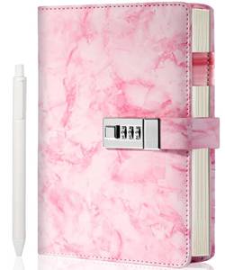 lot 476 image: CAGIE Marble Diary with Lock for Girls and Women, Waterproof Journal with Lock 192 Pages Secret Girls Locked Diary with Pen, Password Locked Journals for Teen Girls, A5 Pink - Retail $17