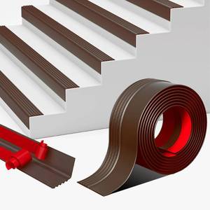 lot 477 image: Vinyl Stair Nosing, Stair Edge Trim, Stair Edge Protector, Non-Slip Self Adhesive Stair Edge Protector Suitable for IndoorOutdoor Stairs, Easy to Install, Non-Slip and Waterproof (Brown, 20FT) - Retail $38
