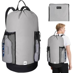 lot 479 image: BALEINE 120L Laundry Bag Backpack, 900D Oxford Fabric Large Travel Laundry Bags with Shoulder Straps and 2 Mesh Pockets for College Dorm, Apartment, Laundromat (Gray, 120L) - Retail $12