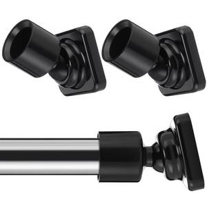 lot 483 image: Angled Shower Rod Mount for Sloped Walls - 25mm Shower Bracket & Swivel Joints with Wall Plugs & Screws, Secure Drilling Fix (2, Black) - Retail $13