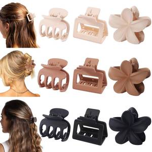 lot 485 image: 3 Styles Medium Hair Clips for Women 9 Pcs Small Claw Clips for Thin Hair Flower Hair Clips for Thick Hair Square Hair Claw Clips for Girls Hawaiian Plumeria Hair Accessories for Women (Brown) - Retail $8
