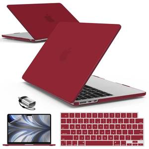 lot 488 image: IBENZER Compatible with MacBook air 13 inch Case 2026 2025 2024 2023 2022 M4 A3240 M3 A3113 M2 A2681, HardShellCase wKeyboardCover ScreenFilm Type-C for Mac air 13.6, Wine Red, KK-WR2TC - Retail $20