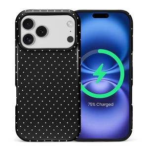 lot 495 image: casesok for iPhone 17 Pro Case,Compatible with MagSafe,Cute Fashion Polka Dot Pattern Design for Women Girl,Soft TPU Durable Protection Case for iPhone 17 Pro-Black - Retail $20