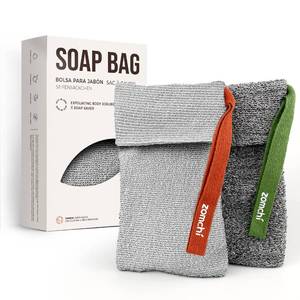 lot 499 image: ZOMCHI 2 Pieces Different Roughness Soap Pouch and Soap Saver Pocket for Use in Shower, Body Scrubber Shower Sponge, Premium Exfoliating Soap Bag - Retail $12