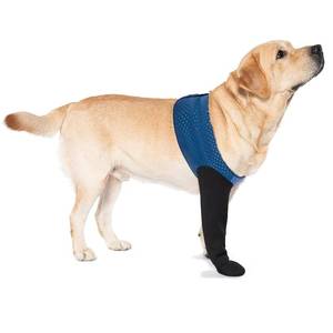 lot 505 image: COODEO Dog Socks to Prevent Licking Paws, Healing Boots & Paw Protectors with Non-Slip Bottoms for Wound Protection, Waterproof Sleeve Shoes for Licking��Blue��XL_Left - Retail $32