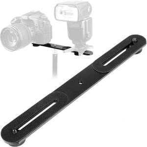 lot 507 image: ChromLives 14 Dual Camera Mount Flash Bracket Extension Bar 10.6 Straight Flash Bracket Tripod Mount Bracket for DSLR Camera LED Light Flash Light Microphone and More - Retail $10