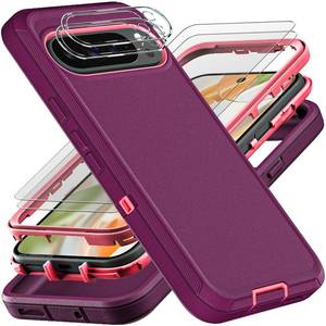 lot 521 image: YKHJKLEC for Google Pixel 10 Pro Case, Military Grade 3 in 1 Heavy Duty ShockproofDrop ProofDust Proof Case with 2Pcs Tempered Glass Screen Protector & Camera Lens Protector (PurplePink) - Retail $17