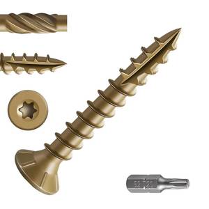 lot 522 image: Wensilon #8  1-14 Deck Screws, (467pcs) 2 lbs.Exterior Wood Screws, Rust Resistant epoxy Coated, Bronze, T20 Star Bit - Retail $16