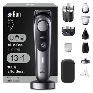 lot 524 image: MISSING CHARGER Braun Series 9 All-in-One Multi Grooming Kit for Men, 13-in-1 Beard Trimmer, Body Groomer, Hair Clipper and Manscaping for Face & Body, 9440 - Retail $130