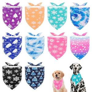 lot 527 image: JpGdn 10PCS Dog Bandanas Winter for Medium Breed Dog Snow Forest Ice PineTree Kerchief Triangle Bibs Head Scarves for Boys and Girls Grooming Accessories Costume - Retail $12