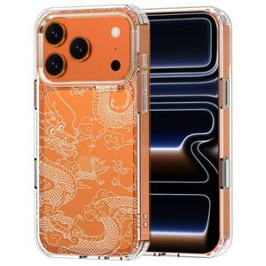 lot 530 image: MOSNOVO for iPhone 17 Pro Case  Military Grade 6.6ft Drop Tested  Camera Control  Clear with White Dragon Design - Retail $28