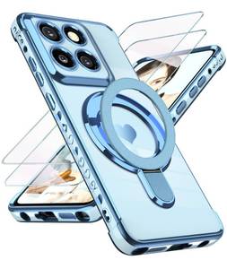 lot 537 image: Liufcx for Motorola Moto G Stylus 5G 2025 Love Heart Kickstand Case with 2X Screen Protector Luxury Plated Gold Edge Slim Soft TPU Shockproof Protection Case for Moto G Stylus 5G 2025 (Blue) - Retail $13