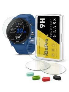 lot 541 image: iDaPro 4Pack Screen Protector for Garmin Forerunner 255255 Music 46mm smartwatch with Silicone Anti-dust Plugs,9H Tempered Glass Protection Kit in Reusable Storage Case,Anti-Scratch,Bubble-Free Installation - Retail $8