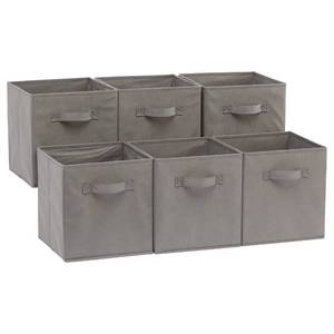lot 544 image: Amazon Basics Collapsible Fabric Storage Cubes Organizer with Handles, Sturdy, Gray, 10.5-x-10.5-x-11-inch, Pack of 6 - Retail $18