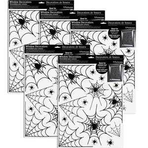 lot 555 image: 5 Sheets Halloween Window Stickers Wall Decoration Set Spider Web Design Window Clings for Halloween Party Supplies, 70 Pieces