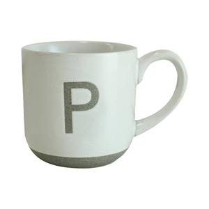 lot 557 image: COLLECTIVE HOME - Ceramic Mug, Uppercase Letter Design, Matte Sandstone Texture, Minimalist and Stylish, 15oz, Perfect for Personalized Gifts (P) - Retail $14