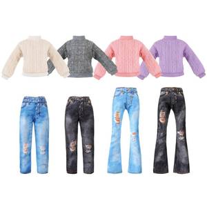 lot 563 image: Bencailor 8 Pieces 11.5 Inch Winter Christmas Doll Clothes and Accessories Sweaters Denim Pant Outfit Clothing for 11.5 Inch Doll(Round Neck Sweater) - Retail $10