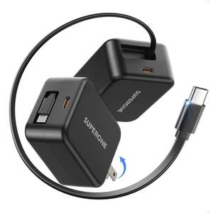 lot 568 image: SUPERONE Retractable USB C Charger for iPhone 17, Dual-Port USB C Charger Block with 35.4in Cable, 35W Fast Retractable Wall Plug for iPhone 171615 Series, iPad Pro 13, 12.9, 11 inch, Galaxy, Pixel - Retail $10