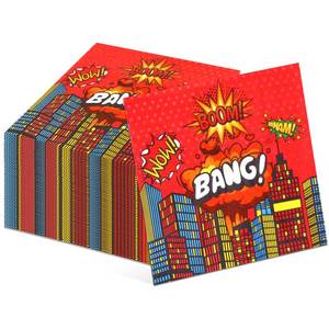 lot 574 image: Wozoohyi 100 PCS Hero Theme Party Napkins 6.5 inch with City Backdrop Decoration Disposable Paper Napkins for Boys Girls Party Baby Shower Supplies Favor (100) - Retail $10