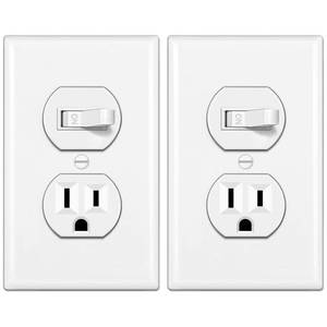 lot 576 image: BESTTEN ONE PIECE One Pack Combination Toggle Light Switch and Duplex Receptacle Outlet, Single Pole Toggle Wall Switch, Grounded Outlet, Combo Style, 15 Amp, Wallplate Included, UL Listed, White - Retail $12