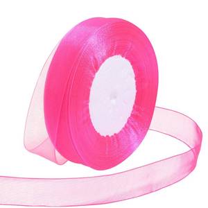 lot 581 image: Loomesh Ribbon for Gift Wrapping 34 inch Hot Pink Sheer Organza Ribbon for Flower Bouquet Tulle Thin Chiffon Ribbons for Wedding Invitations Christmas Halloween Presents Decorations Crafts 50 Yards - Retail $8