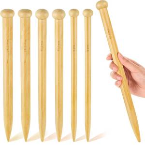 lot 584 image: MTLEE 6 Pcs Large Knitting Needles Jumbo Straight Wooden Knitting Needles 3 Sizes Extra Large Weaving Tool for Chunky Yarn Beginner DIY Fabric Crafts Crochet 15mm 20mm 25mm (Natural) - Retail $18