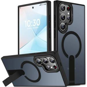lot 586 image: EMMPITU Magnetic Stand for Samsung Galaxy S22 Ultra Case 6.8, Build in Kickstand Military Drop Protection Compatible with MagSafe Strong Magnetic Shockproof Protective for S22 Ultra Case (Black) - Retail $19