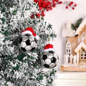 lot 591 image: Realspring 2 Pieces Christmas Glass Sports Hanging Ornaments Hand-Painted Mini Christmas Tree Hanging Sports Ornaments for Party Xmas Tree Outdoor Garden Decoration(Soccer) - Retail $7