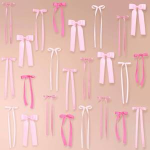 lot 598 image: 40Pcs Pink Bow Wall Decor, DIY Bow Photo Backdrop, Ribbon Bows Garland, Pink Bows Party Decor for Women Girls Birthday, Baby Shower, Bachelorette Wedding Party, Room Bedroom Valentines Day Decor - Retail $16