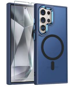 lot 605 image: WRJ Case for Samsung Galaxy S25 Ultra, Translucent Magnetic Phone Case for Women Men Compatible with Magsafe Slim Anti-Fingerprints Shockproof Protective Cover with Screen Protector-Blue - Retail $6