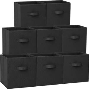 lot 613 image: Criusia Large Storage Cubes - 13 Inch Heavy Duty Fabric Storage Bins for Shelves Closet, Cube Organizer - 8 Pack Collapsible Cube Storage Bins Baskets for Organizing Clothes Blankets Toys (Black) - Retail $38