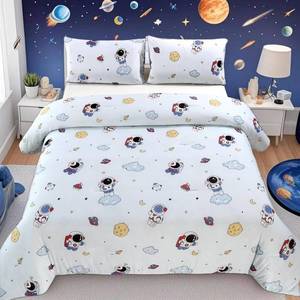 lot 2554 image: SDIII Astronaut Comforter Set Twin 3 Pieces, Silky Breathable Microfiber and Spandex, Outer Space Bedding Twin for Boys Girls Kids and Teens