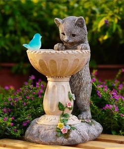 lot 2555 image: Cat Statues for Bird Bath Outdoor Sculptures for Garden Lawn Patio Yard Balcony Porch - Unique Gifts for Mother Grandma Women