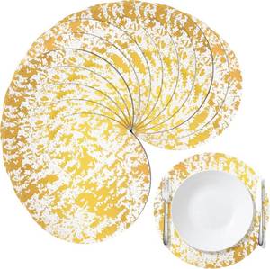 lot 2563 image: 100 Pcs Disposable Gold Placemats Round Foil Mesh Pressed Table Doilies Metallic Table Mates Thin Mesh Doilies for Tables Home Decoration Dining Wedding Birthday Party 13 Inch