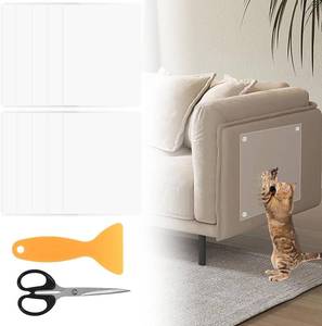 lot 2570 image: 10 Pack Cat Scratch Furniture Protector, 12x16 Couch Protector from Cat Claws, No Pins Self-Adhesive Corner Protectors, Easy to Remove Anti-Scratch Furniture Covers for Fabric & Leather Sofa, Walls