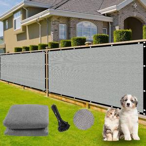 lot 2572 image: Fence Covering Outdoor Privacy Screen 5ft for Fence   Fence Privacy Screen for Balcony, Yard, Patio, Garden, Zip Ties Included Gray