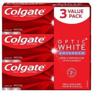 lot 2529 image: Colgate Optic White Teeth Whitening Toothpaste - Sparkling White - 3.2oz3pk