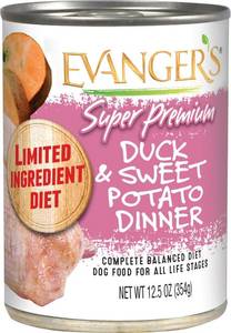 lot 2578 image: Evangers Super Duck &amp Sweet Potato Dinner, 12.5 oz Each   Limited Ingredient Wet Dog Food   Grain &amp Gluten Free Recipe   Easy to Digest for Sensitive Stomachs, Case of 12