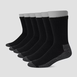 lot 2641 image: Hanes Mens Work Crew Socks 6pk - Black 6-12