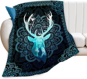 lot 2644 image: Deer Blanket for Girls Woman Deer Antlers Throw Blanket Deer Stuff Decor Merch Cozy Flannel Soft Warm Plush Lightweight Bedding Elk Hunting Gifts for Boy Man Sofa Bedding Couch 60X50