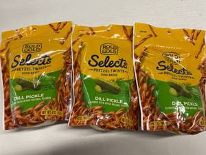 lot 2520 image: 3 BAGS - of Rold Gold Selects Pretzel Twists Dill Pickle - 4oz